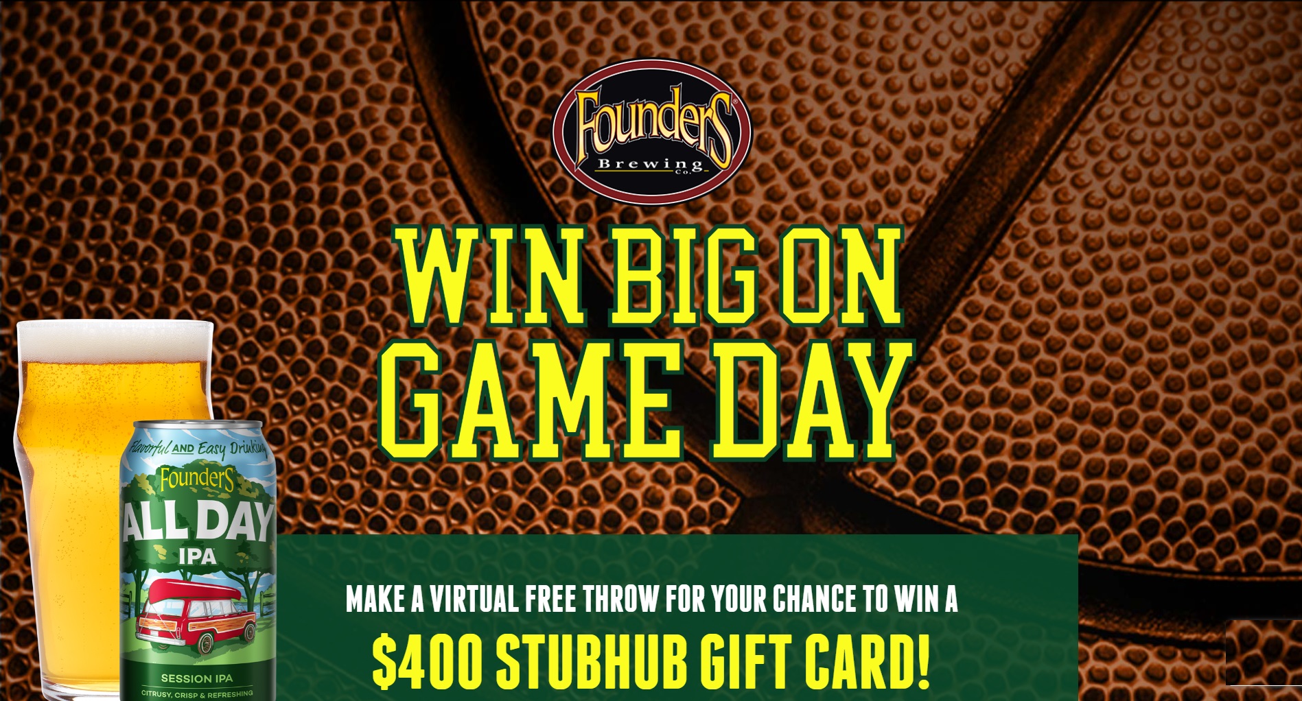 Founders Brewing Win on Game Day Basketball Instant Win - Win Instant Win