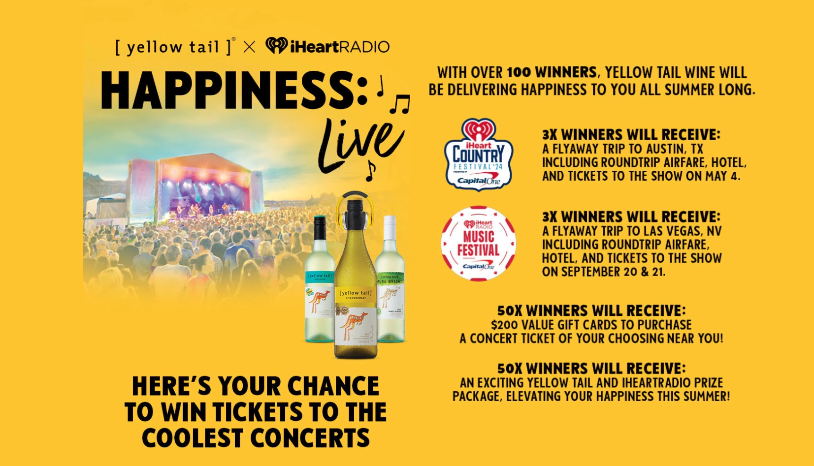 Yellow Tail + iHeartRadio – Happiness Live Sweepstakes